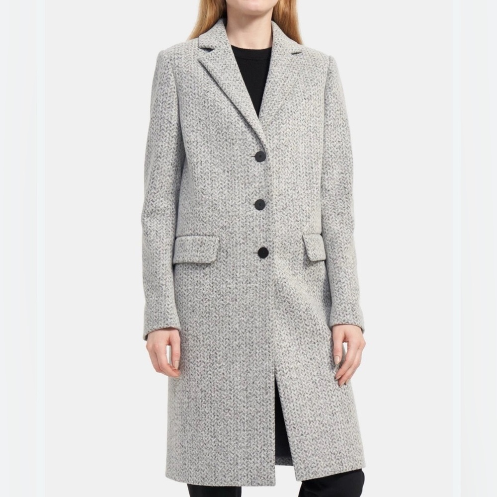 Theory Sekary Frost Wool Blend Coat Women’s Overcoat Neutral Luxury Outerwear
